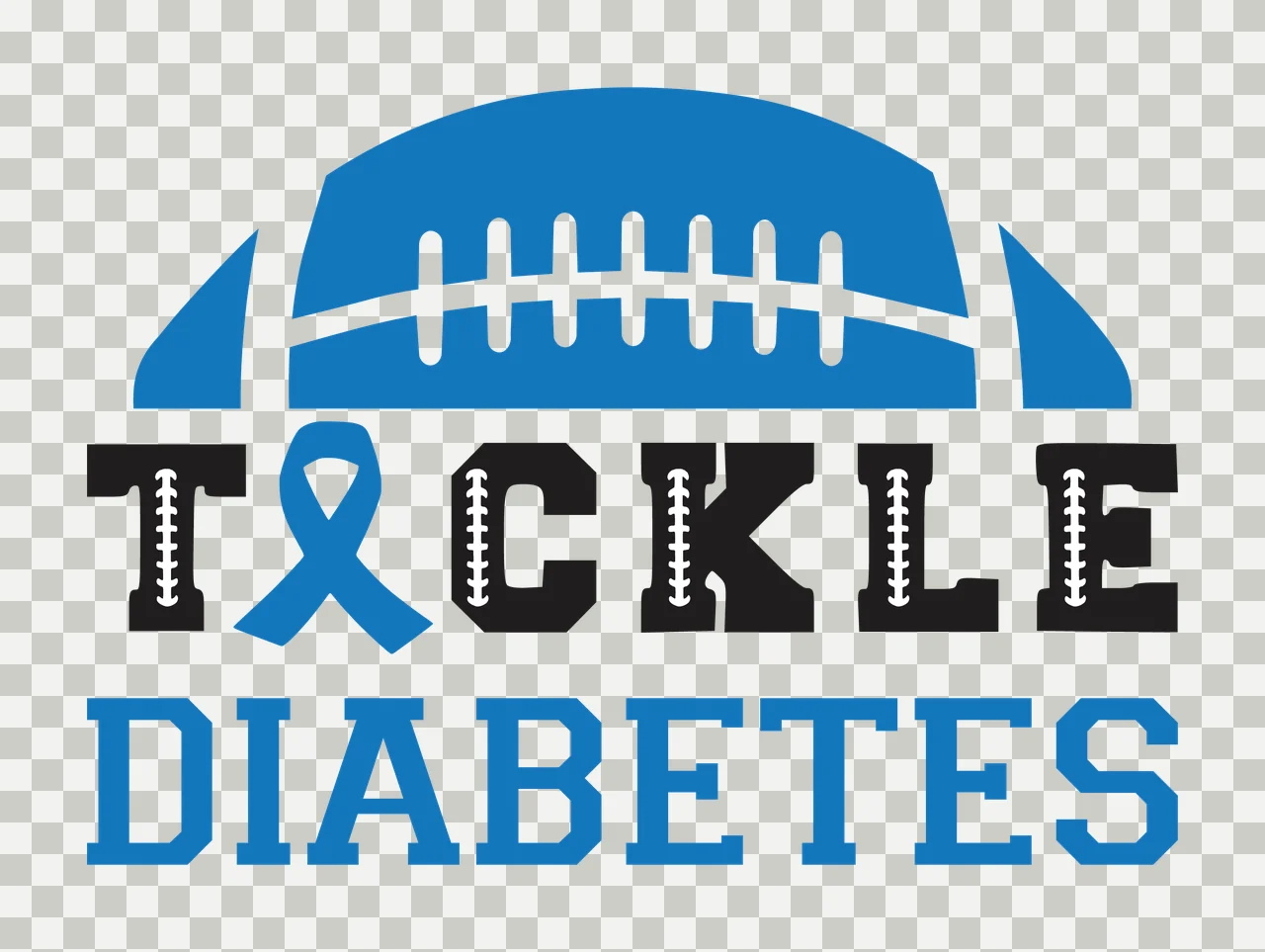 Ribbon Tackle Diabetes Football Graphic transparency and detail preview thumbnail