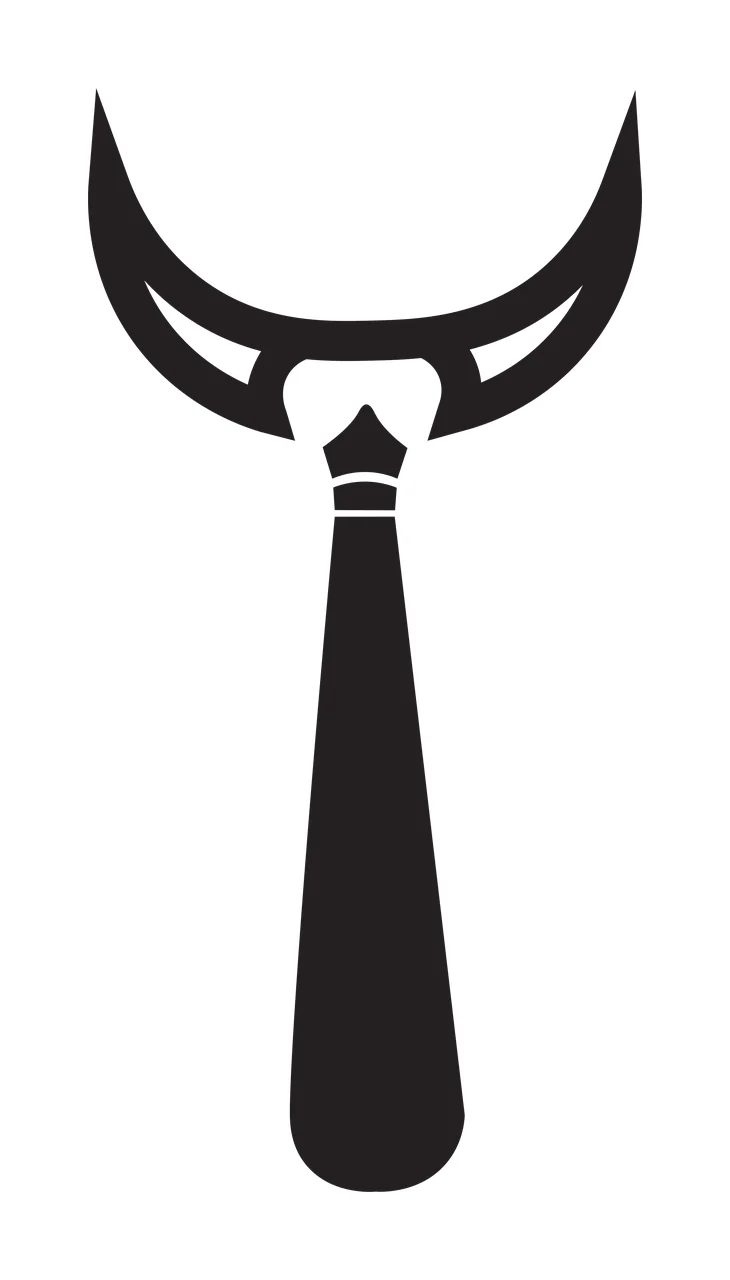 Abstract Crescent Moon Shape With Solid Black Vertical line