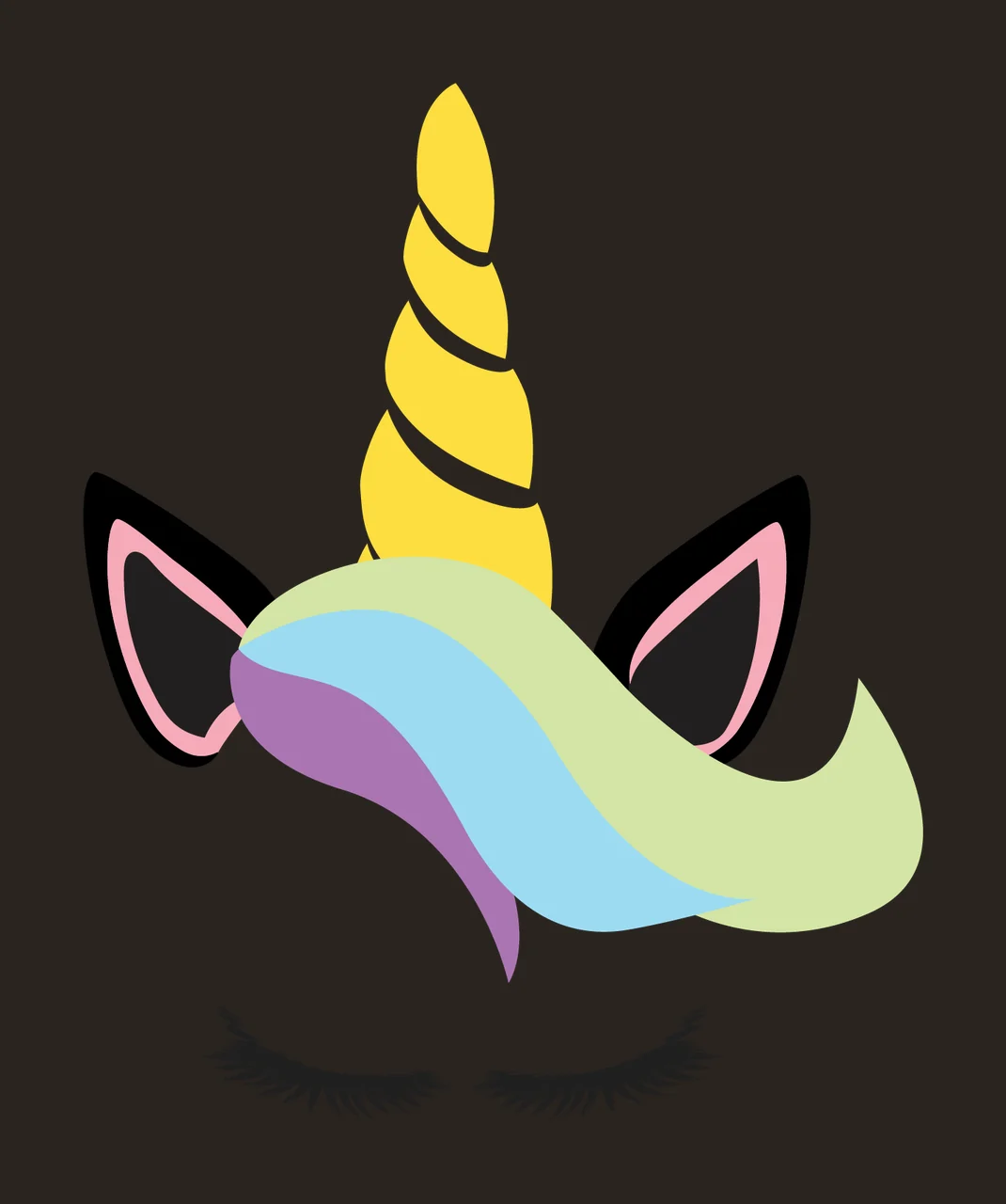 Unicorn Silhouette With Closed Eyes sleeping horn eyelashes contrast preview thumbnail