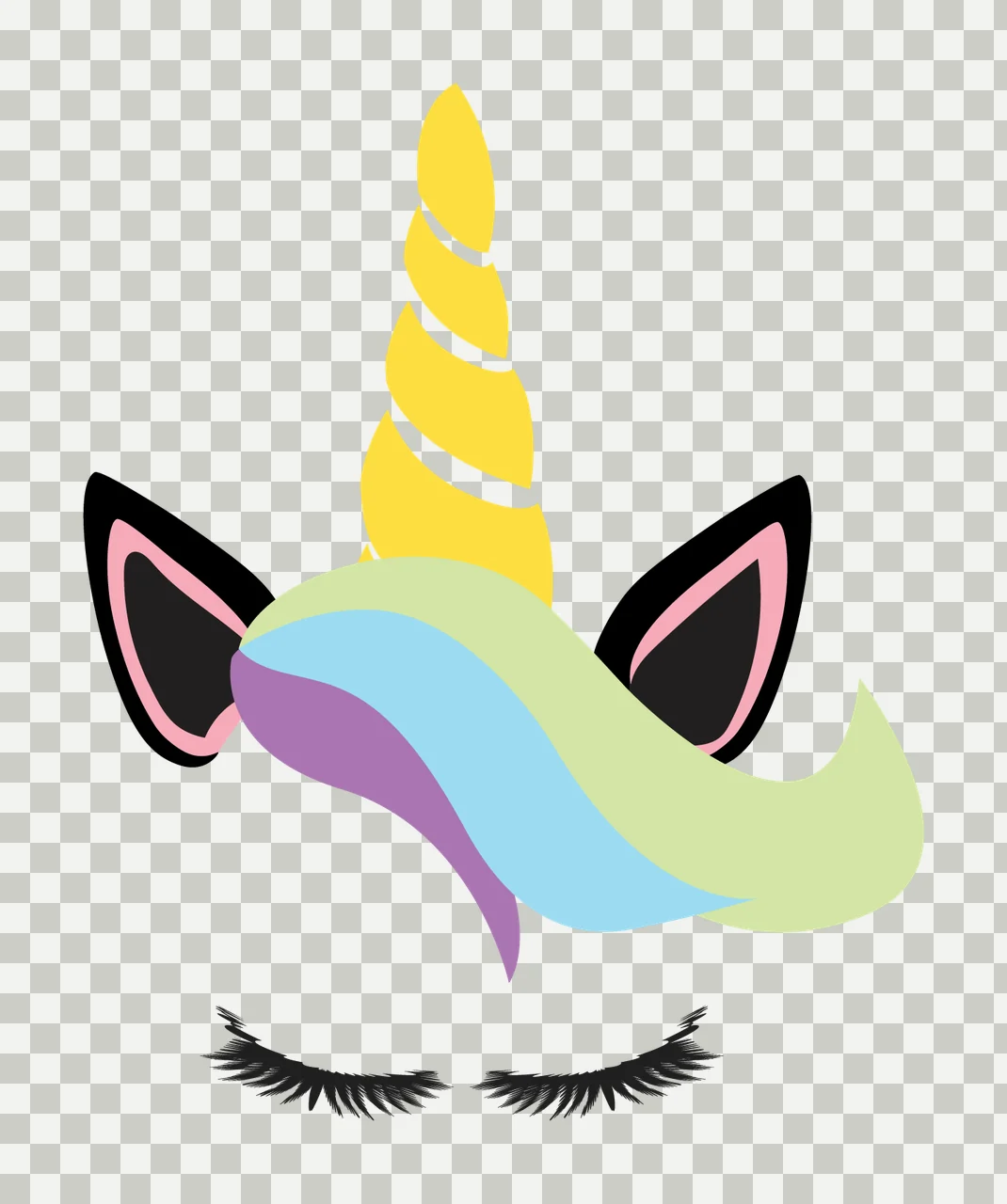 Unicorn Silhouette With Closed Eyes sleeping horn eyelashes transparency and detail preview thumbnail