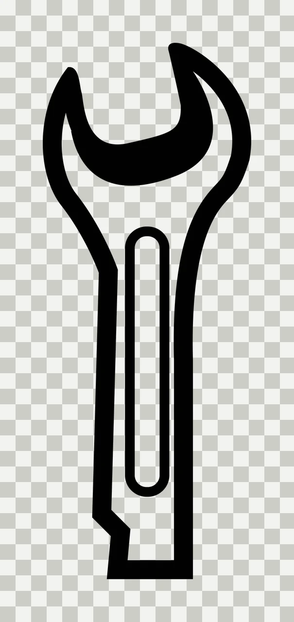Open End Wrench Tool Silhouette With A Bold black outline white transparency and detail preview thumbnail
