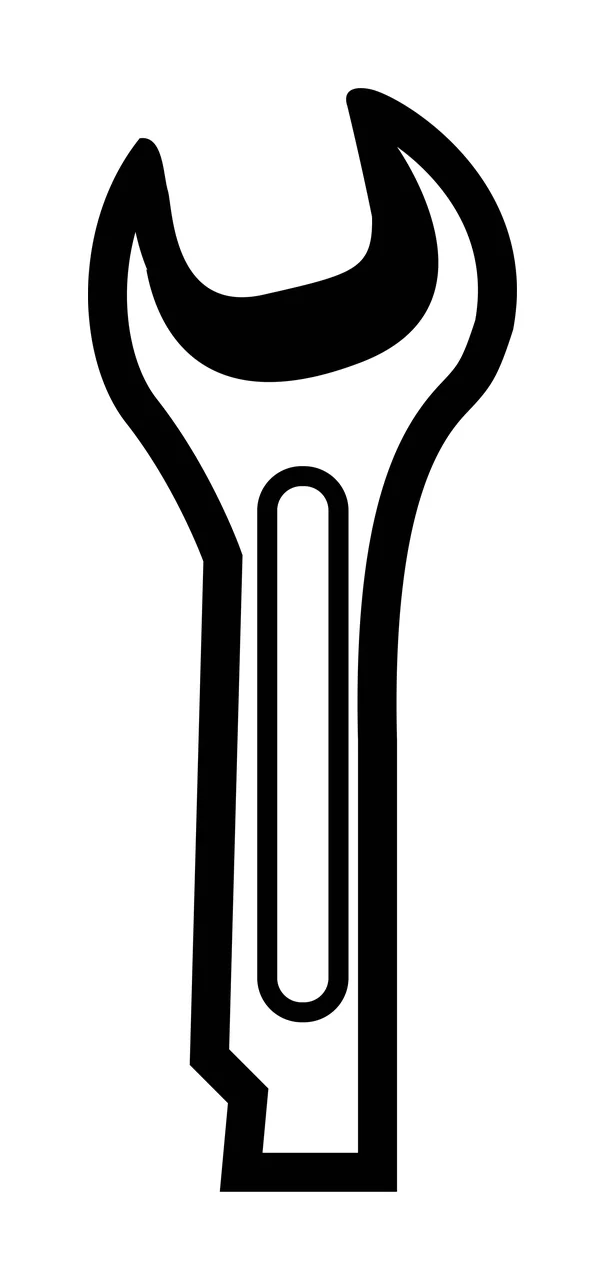 Open End Wrench Tool Silhouette With A Bold black outline white