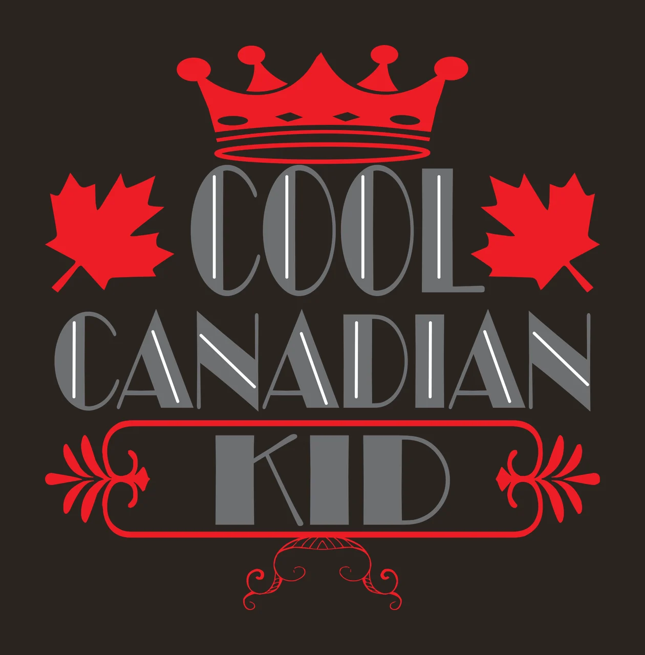Canada Crown Graphic maple leaves serif text flourish frame contrast preview thumbnail