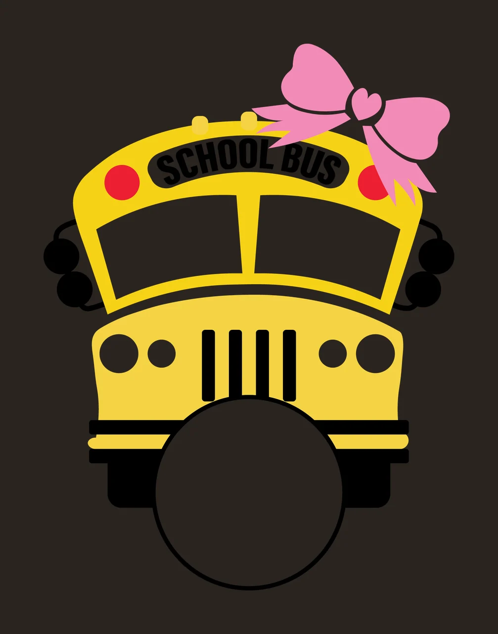 School Bus Front View Of Silhouette With Bow circle headlights contrast preview thumbnail