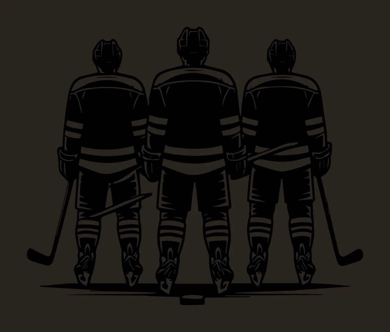 Hockey Players Standing With Sticks puck black white sport contrast preview thumbnail
