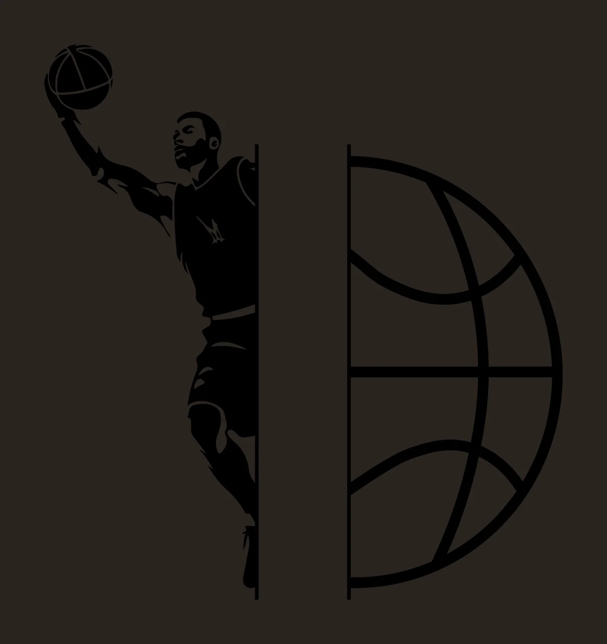 Ball Silhouette Of A Player Reaching Towards Half split graphic contrast preview thumbnail