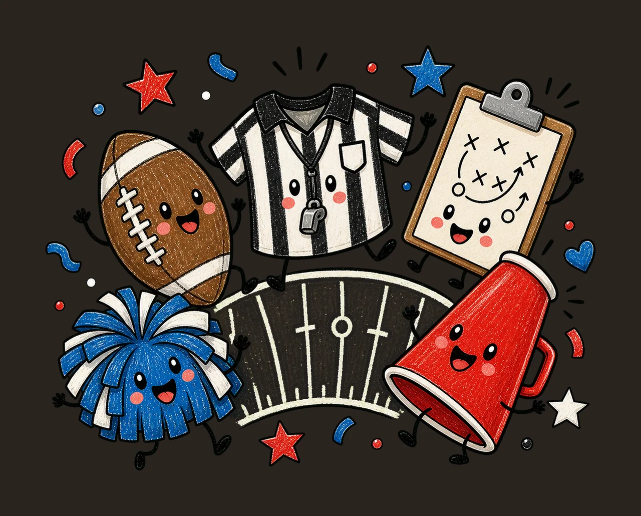 Happy Football Doodles Tailgate Game Day Variation B contrast preview thumbnail