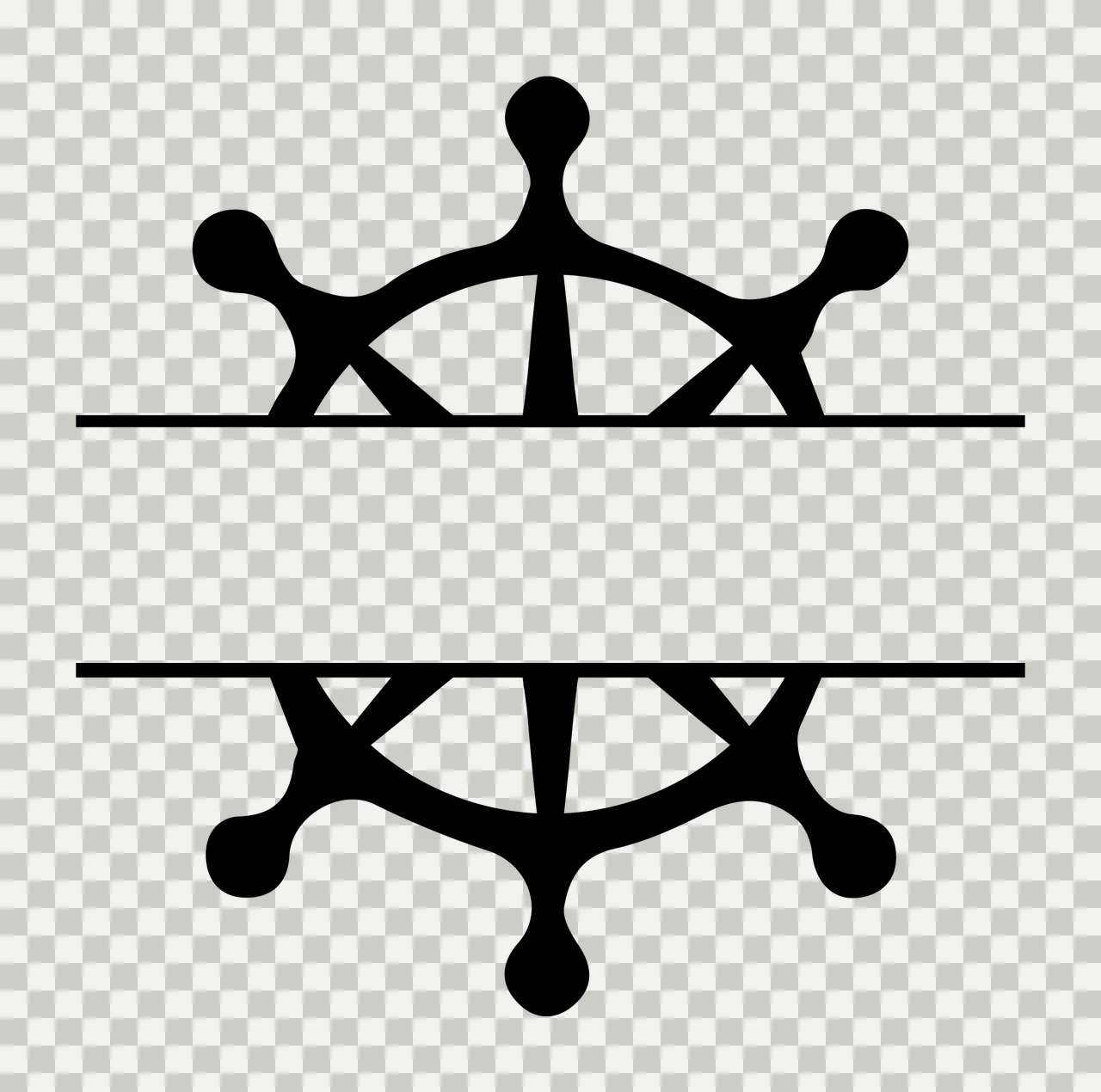 Ships Wheel With White And Black In Split transparency and detail preview thumbnail