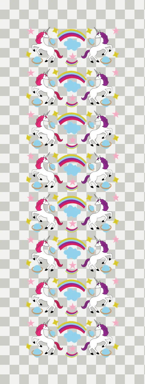 Unicorn And Rainbow Pattern star cloud seashell silhouette transparency and detail preview thumbnail