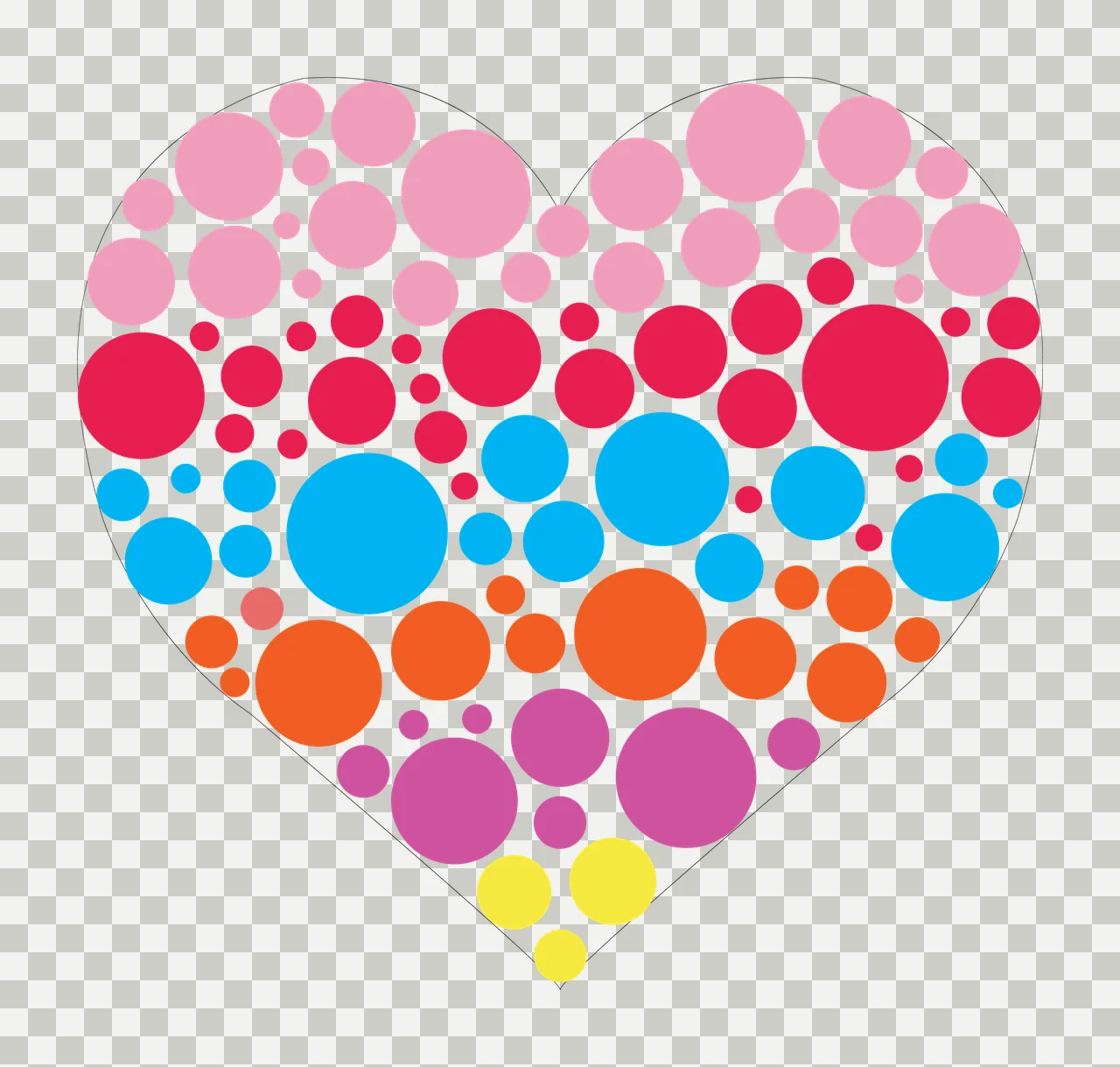 Heart Filled With Many Different Circles dots black white pattern transparency and detail preview thumbnail