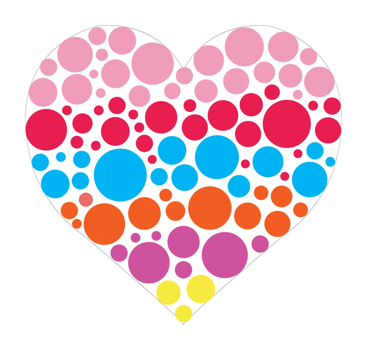 Heart Filled With Many Different Circles dots black white pattern