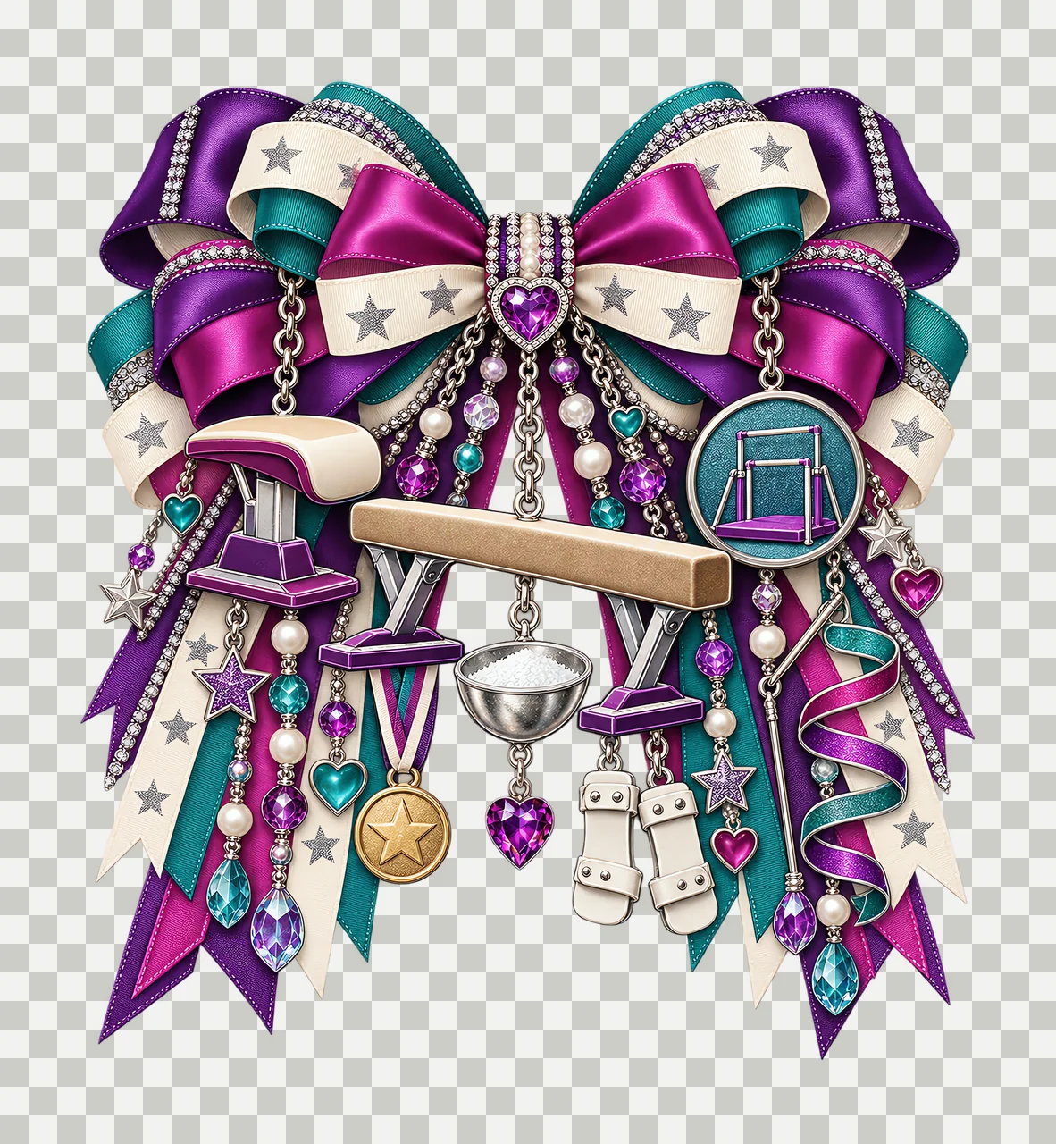 Gymnastics PNG, Balance Beam and Gymnastic Rings Coquette Bow, No Text Sublimation Clipart, Transparent Digital Download transparency and detail preview thumbnail