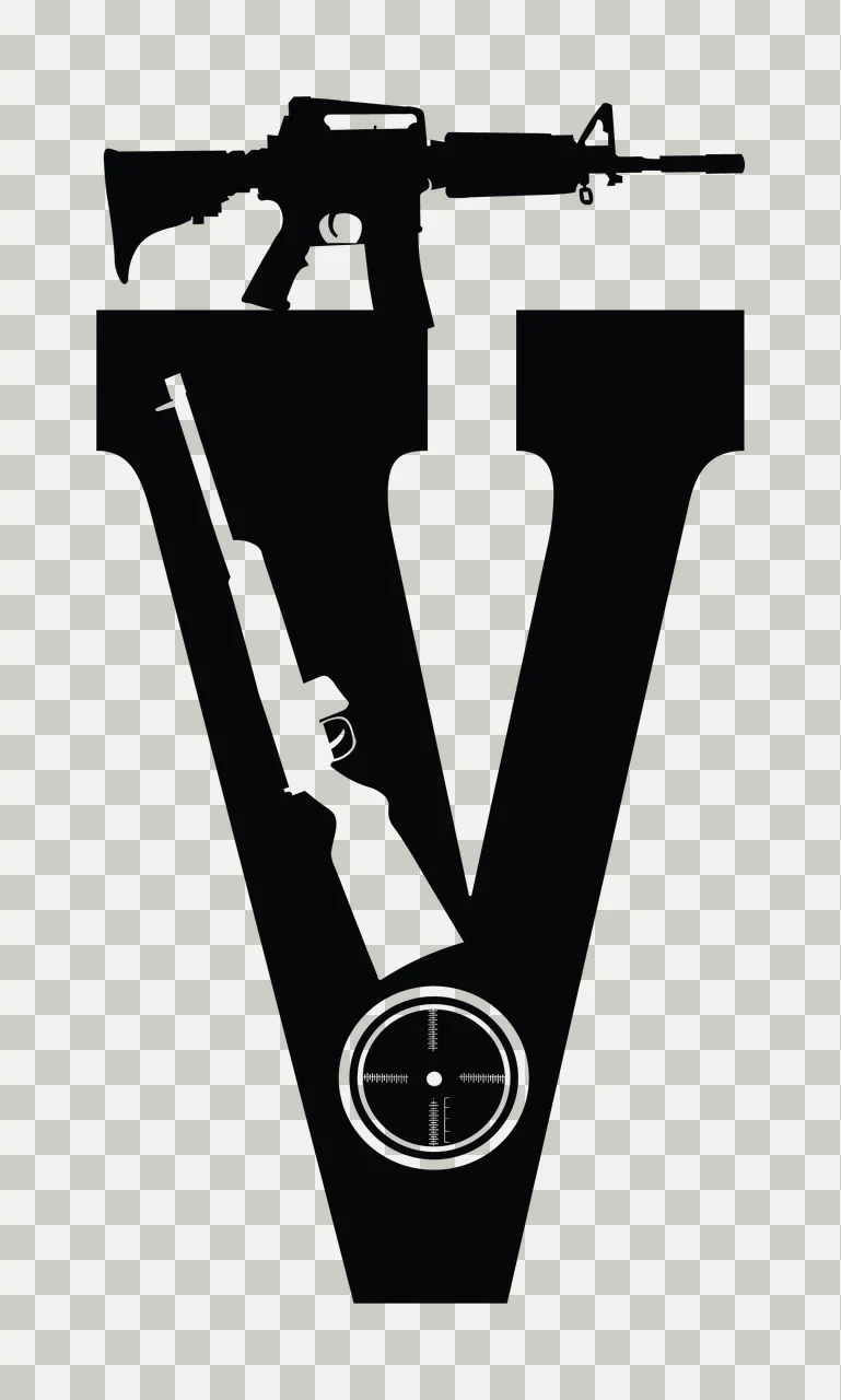 Gun Alphabet Character 13 scalable logo design icon transparency and detail preview thumbnail
