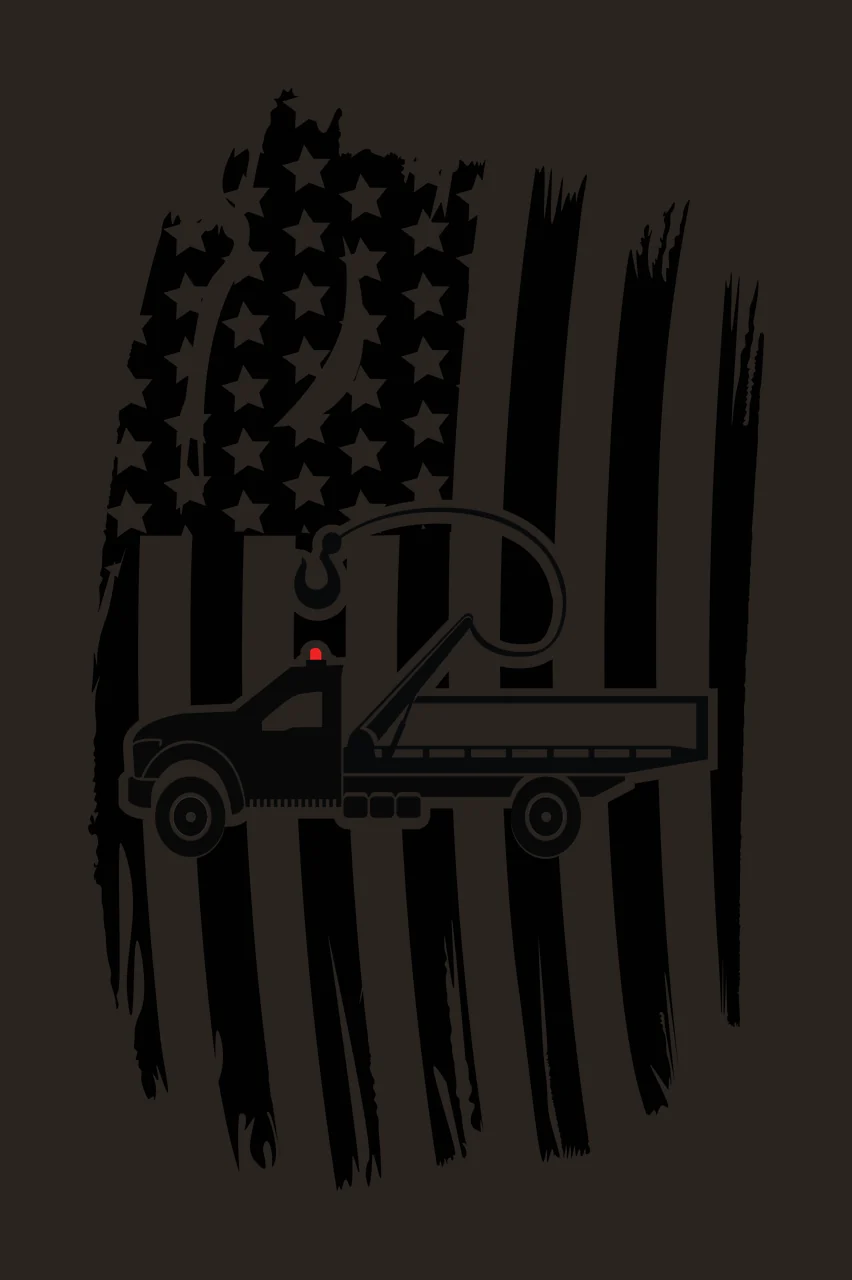 Tow Flag Truck On American Silhouette parked distressed stencil contrast preview thumbnail