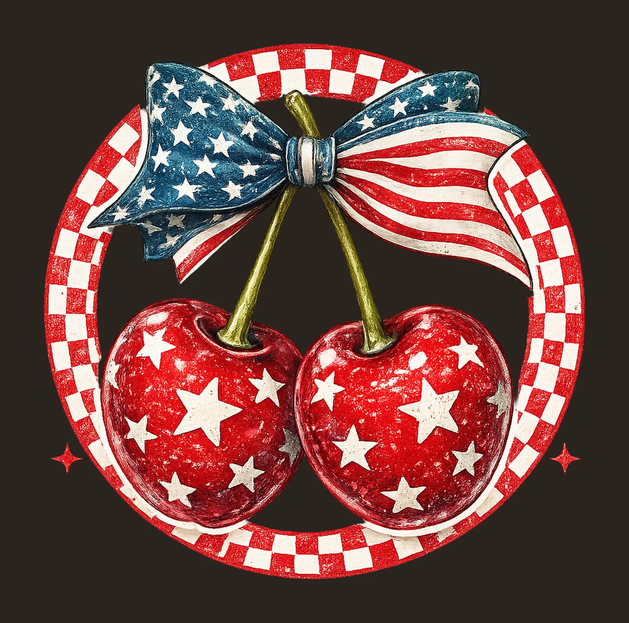 America Cherries Cherry Bow Trendy July 4th Patriotic contrast preview thumbnail