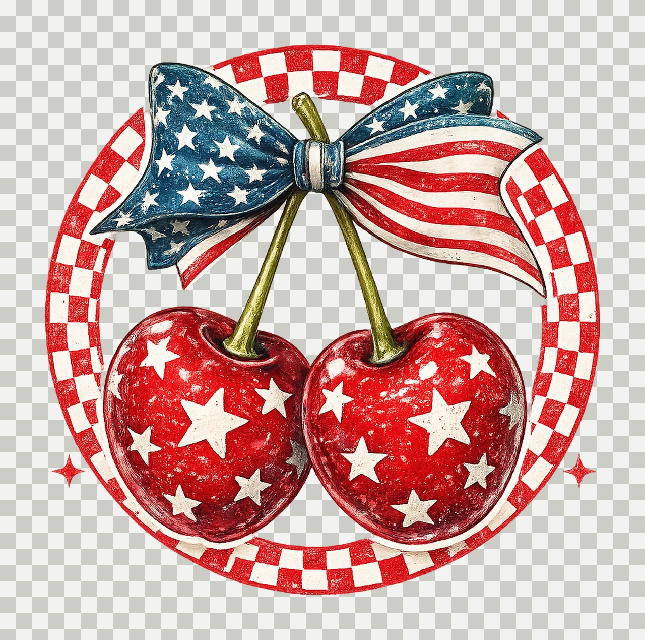 America Cherries Cherry Bow Trendy July 4th Patriotic transparency and detail preview thumbnail
