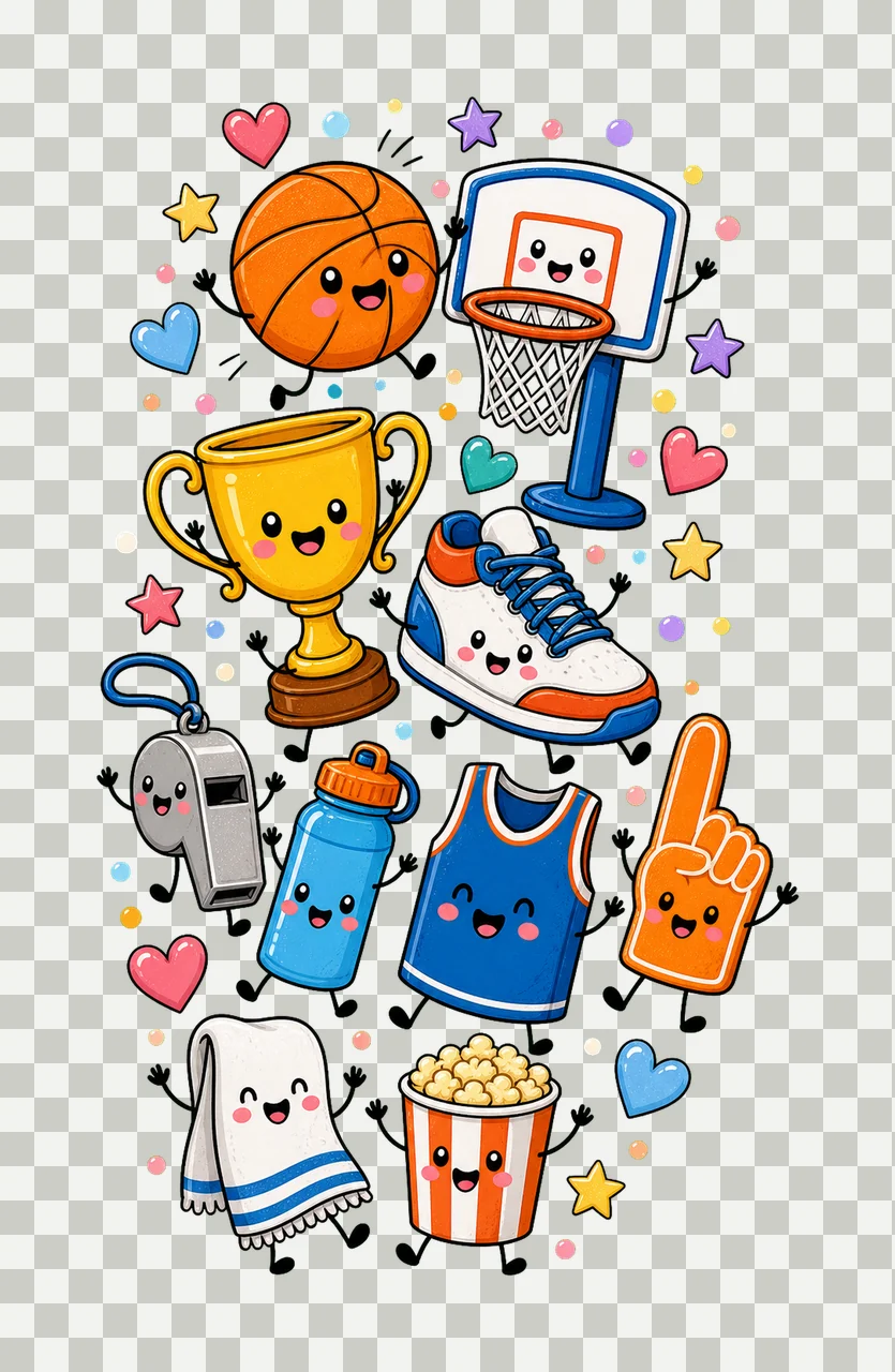 Basketball Cute Basketball Sports Sublimation Variation A transparency and detail preview thumbnail