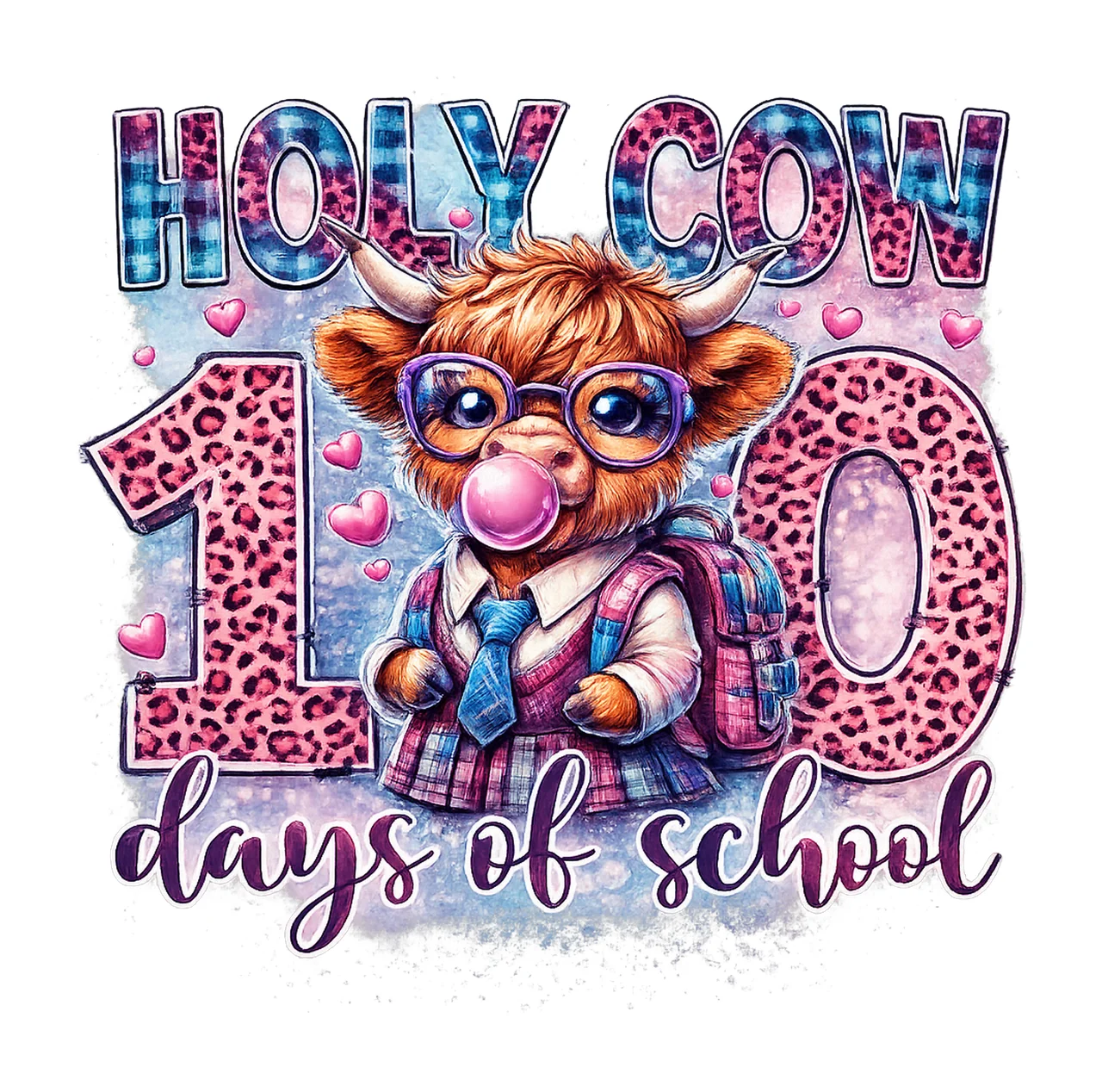 Leopard 100 days bruh Happy 100 days of school Highland cow