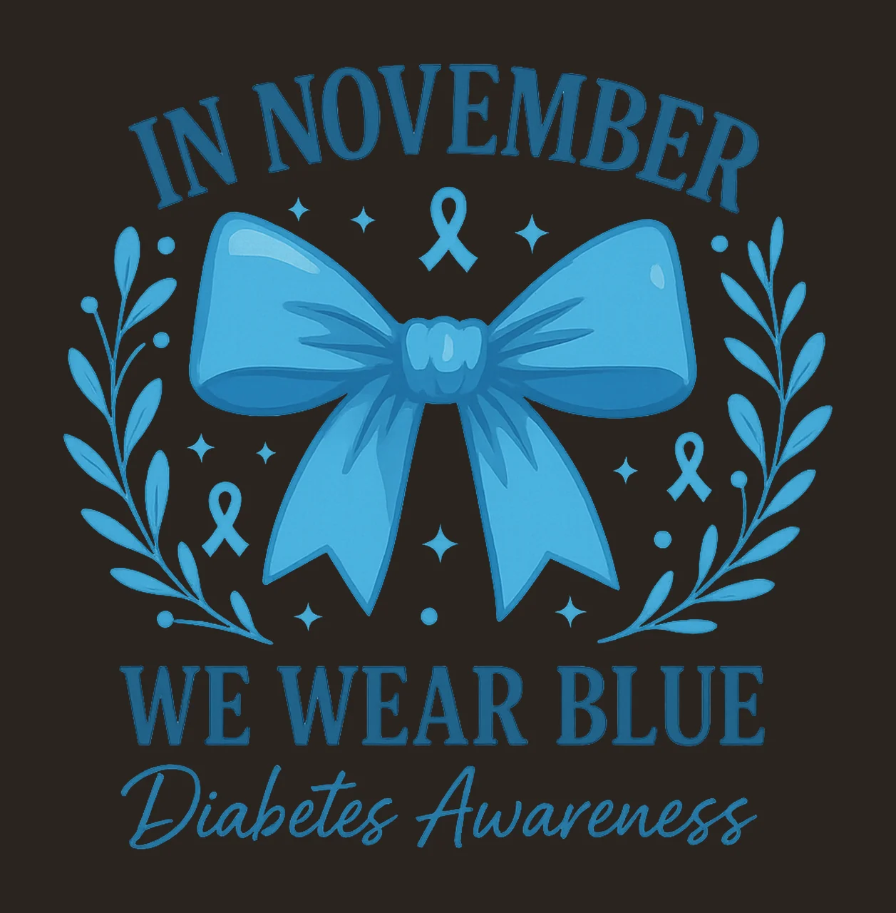Diabetes Awareness Blue Ribbon Type Support Digital Blue contrast preview thumbnail