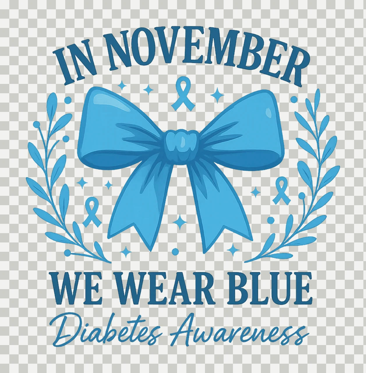 Diabetes Awareness Blue Ribbon Type Support Digital Blue transparency and detail preview thumbnail