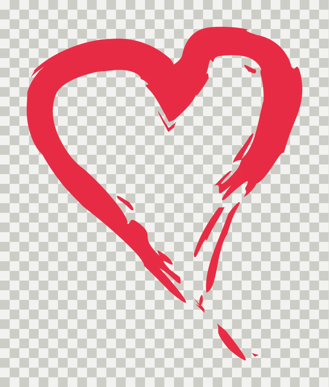 Brush Heart Outline In Stroke Style black white symbol and transparency and detail preview thumbnail