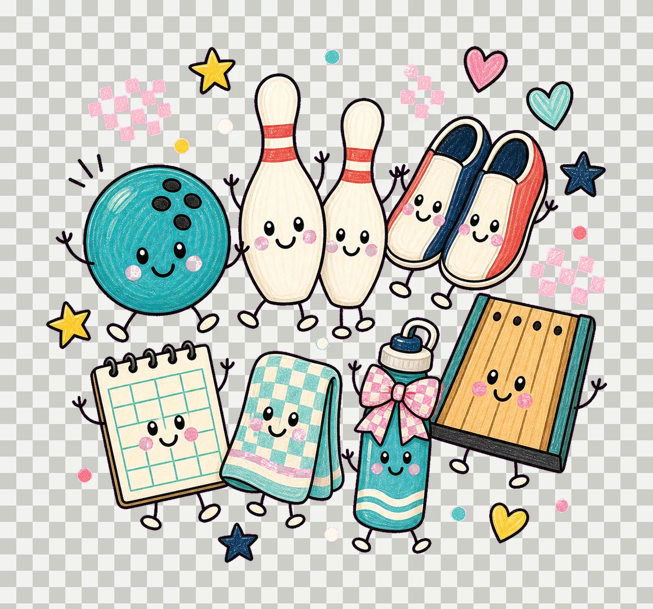 bowling 02 preppy checker sublimation instant shirt design transparency and detail preview thumbnail