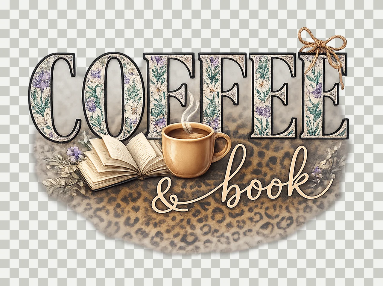 Boho Wildflower Coffee Book Bookish Design Cottagecore Book transparency and detail preview thumbnail