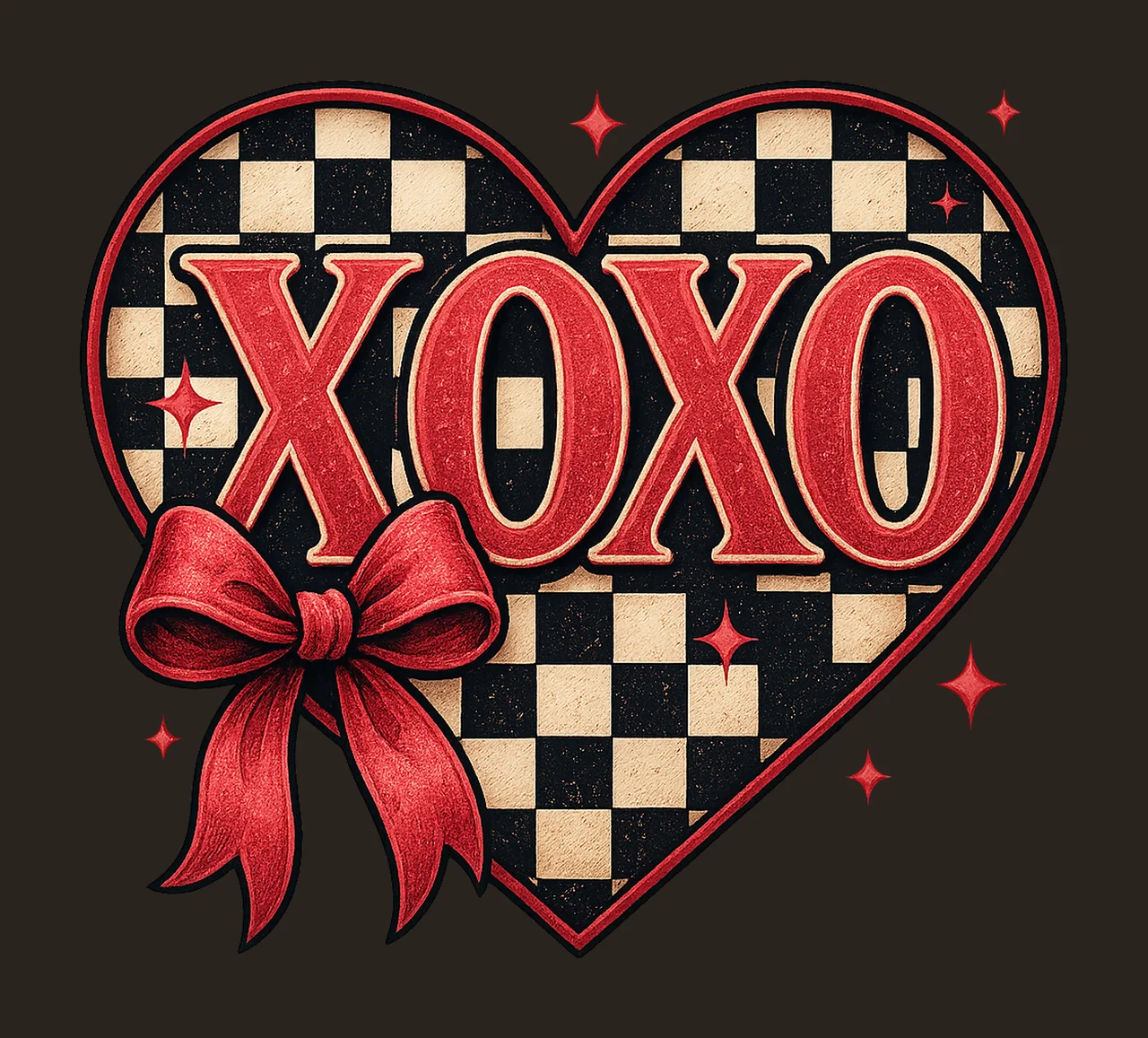 Xoxo checkered heart retro valentines shirt design valentine contrast preview thumbnail