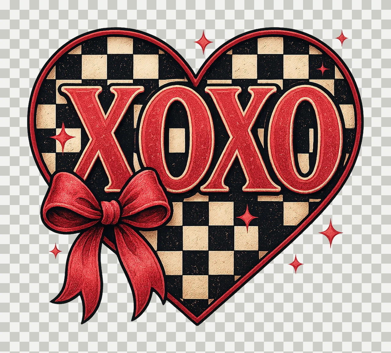 Xoxo checkered heart retro valentines shirt design valentine transparency and detail preview thumbnail