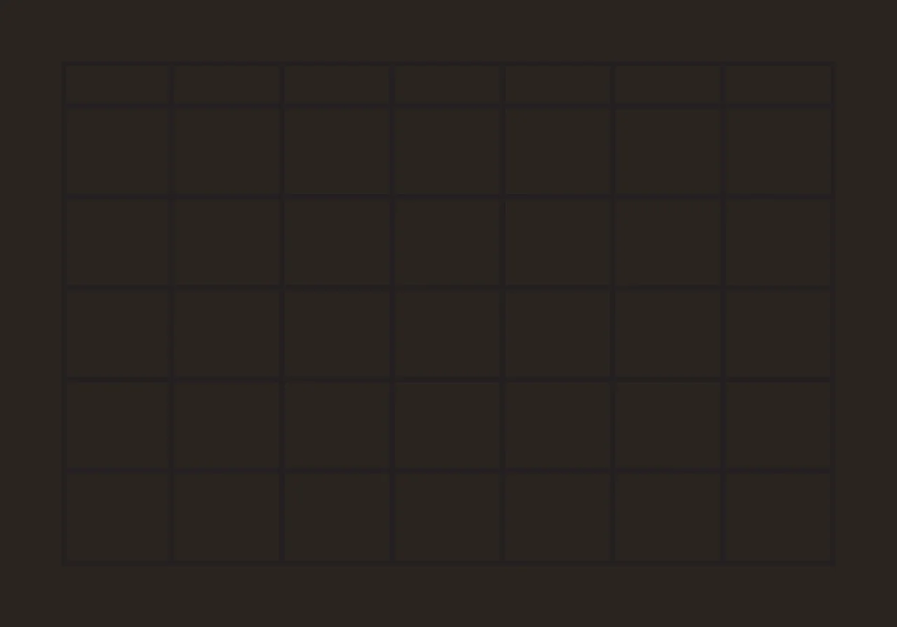 Line Art Illustration of Grid layout with empty cells with black grid lines, white cells, seven rows and seven columns contrast preview thumbnail