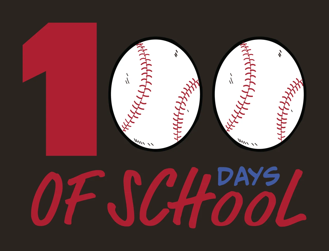 100 Days Of School Typography Text numbers letters black number contrast preview thumbnail