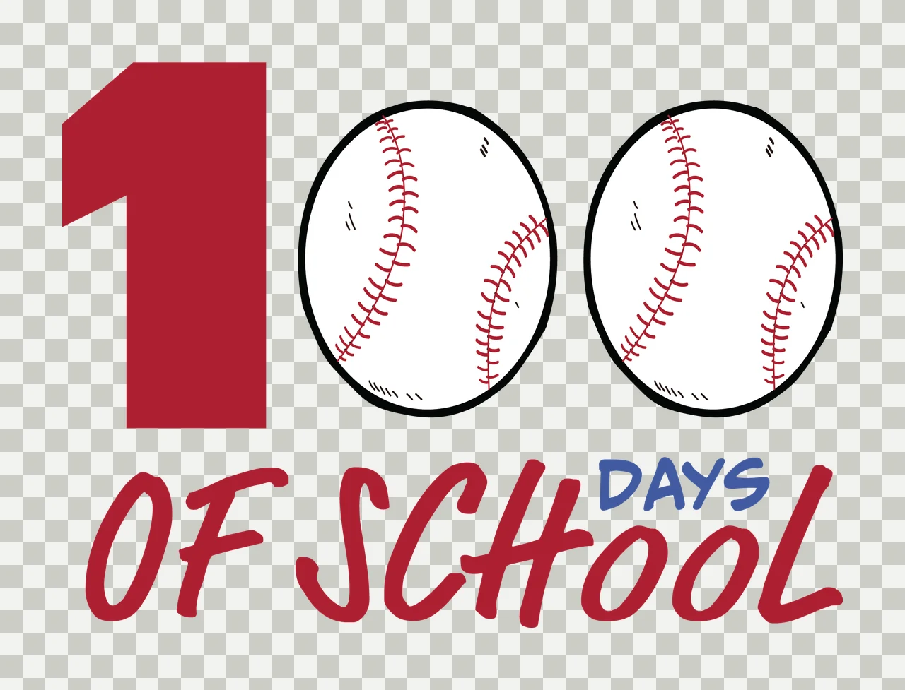 100 Days Of School Typography Text numbers letters black number transparency and detail preview thumbnail