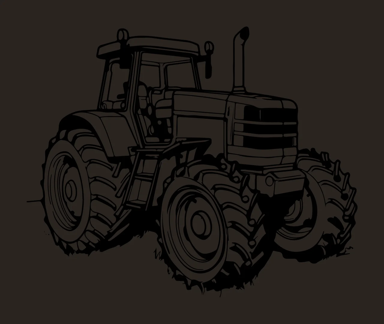 Farm Tractor Black And White Illustration wheel ground vehicle contrast preview thumbnail