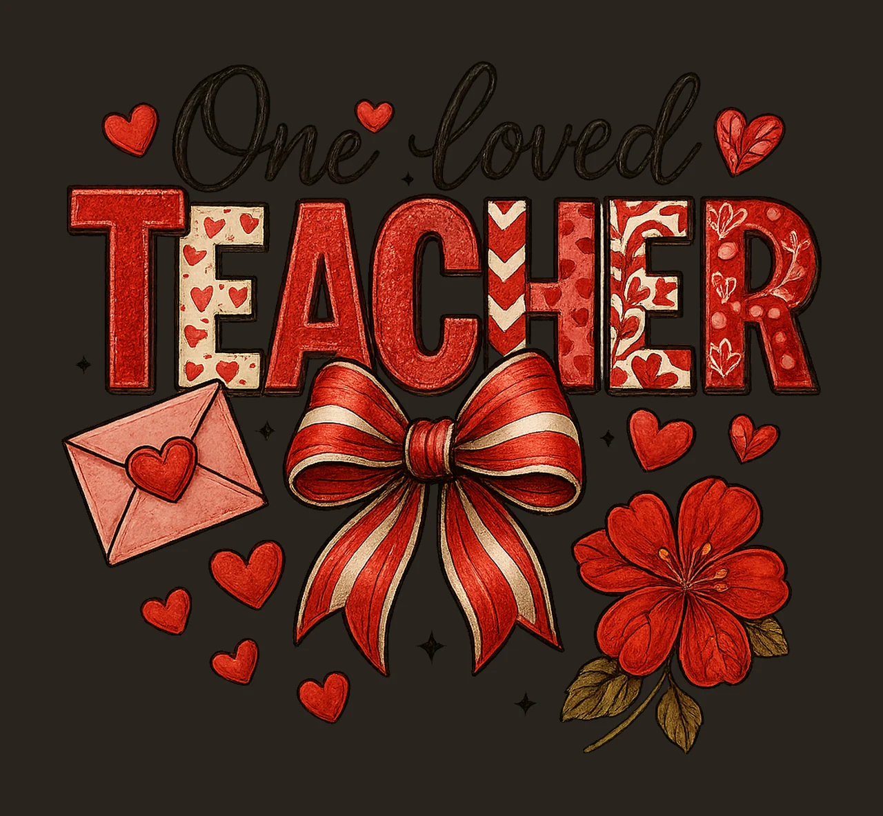 Teacher Valentine Loved Teacher Design Valentines Day contrast preview thumbnail