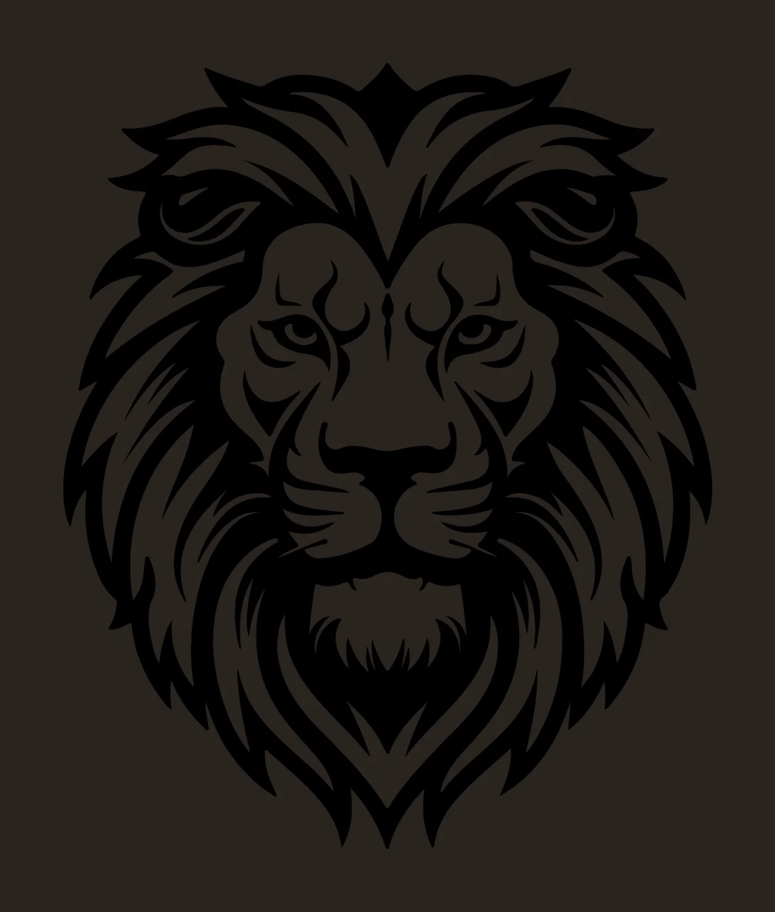 Lion Head Facing Forward mane line art black white animal wildlife contrast preview thumbnail