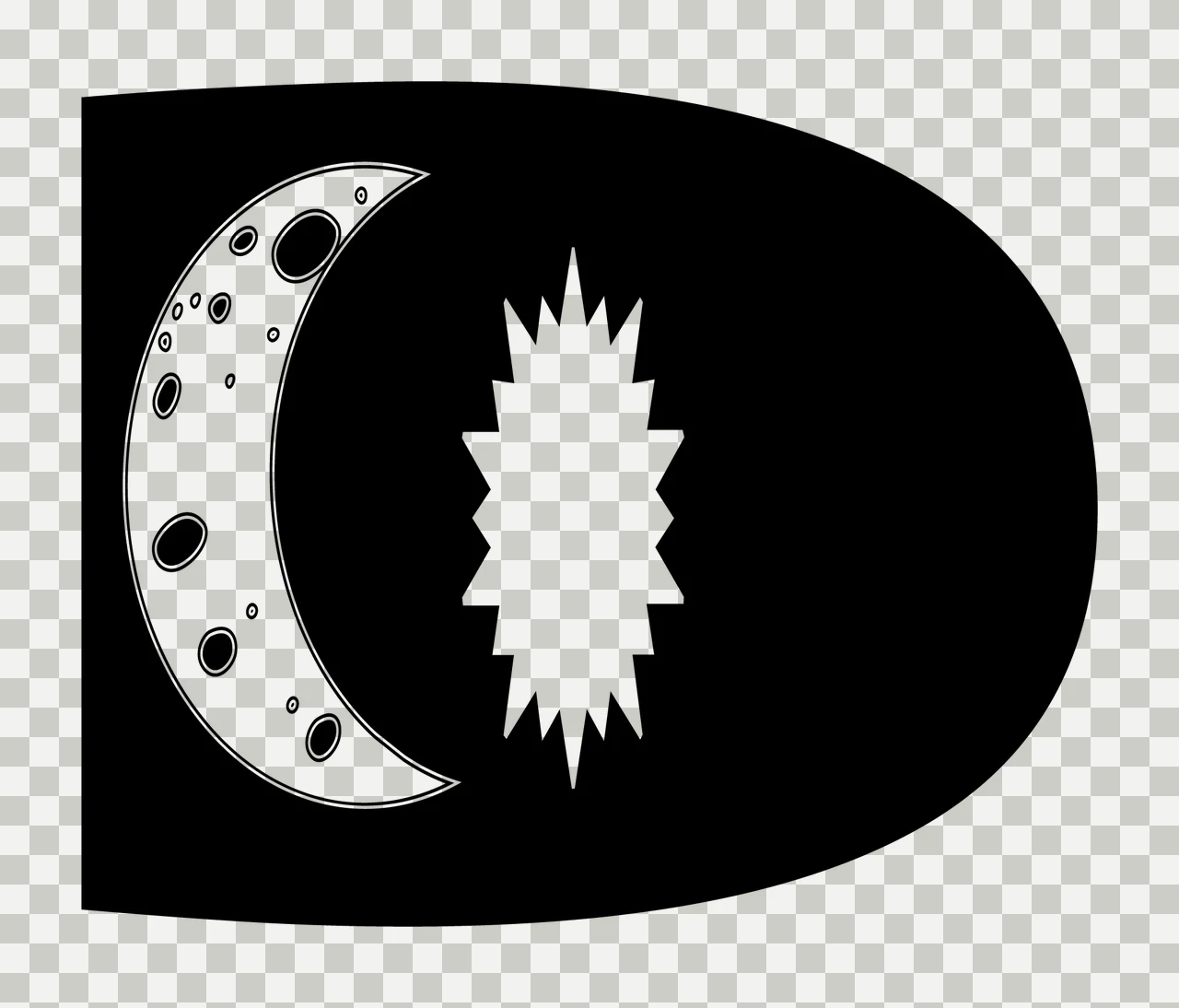 D Letter With Moon Star transparency and detail preview thumbnail