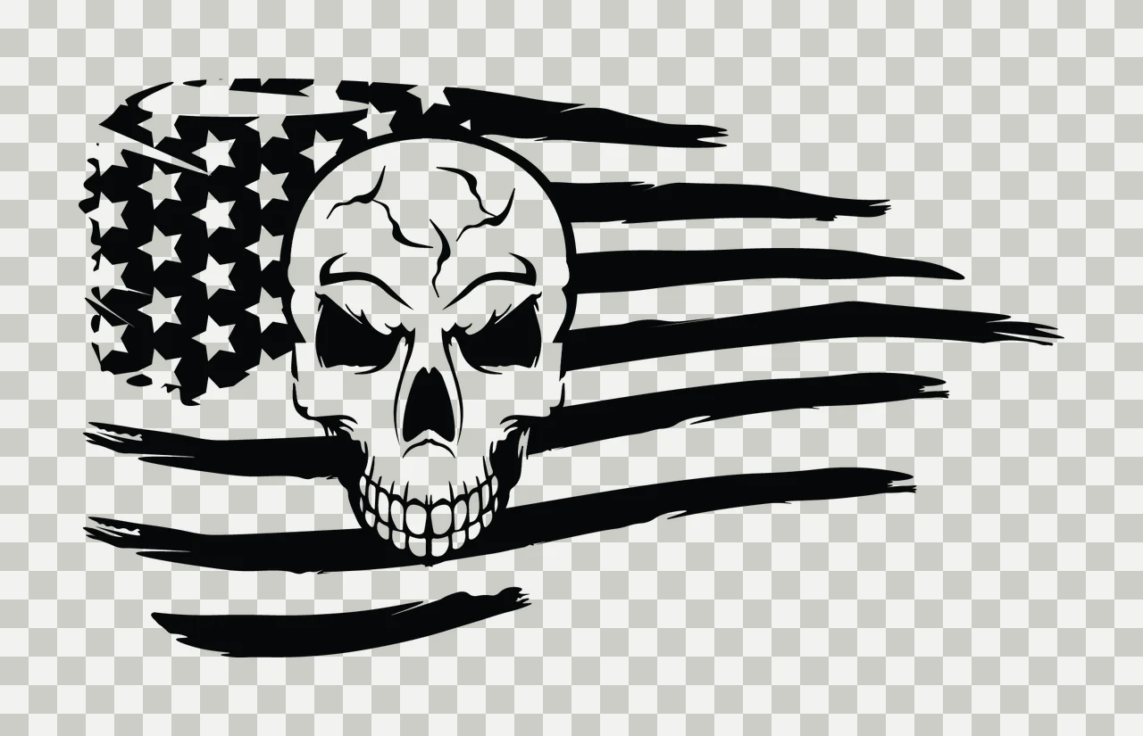 Skull Graphic Over Distressed Flag Background stars stripes transparency and detail preview thumbnail