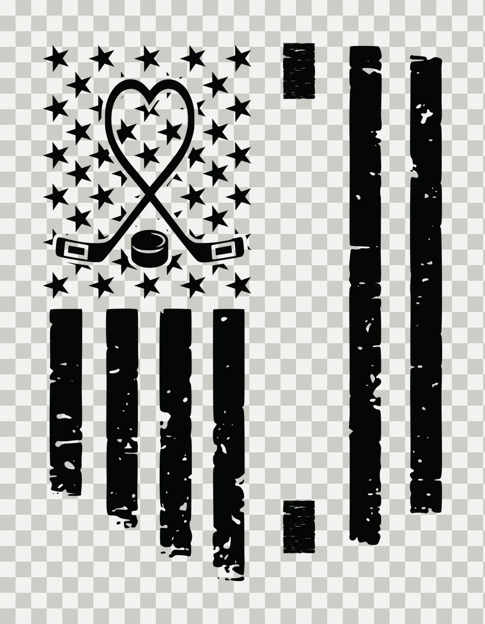 Hockey Flag Distressed With Sticks And Puck Graphic stars stripes transparency and detail preview thumbnail