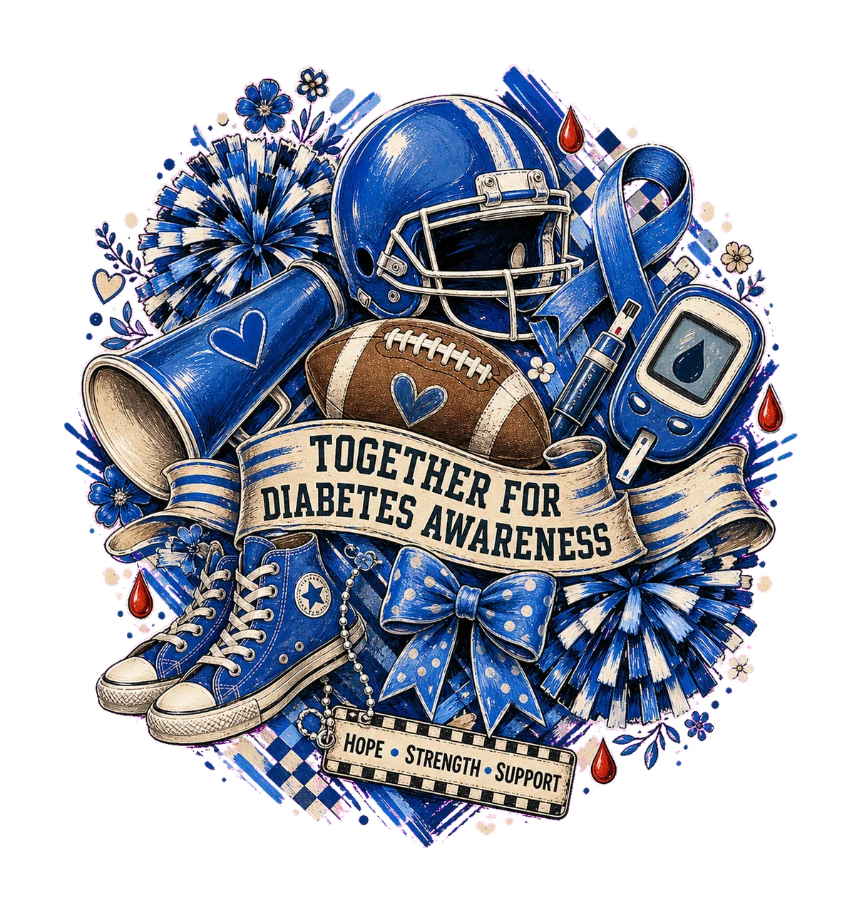 Football Diabetes Awareness Pep Collage bundle 03