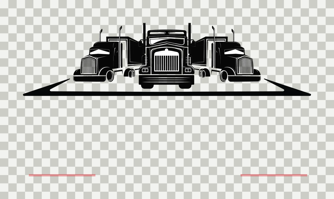 Three Black Truck Silhouettes Aligned Horizontally trucks lines transparency and detail preview thumbnail