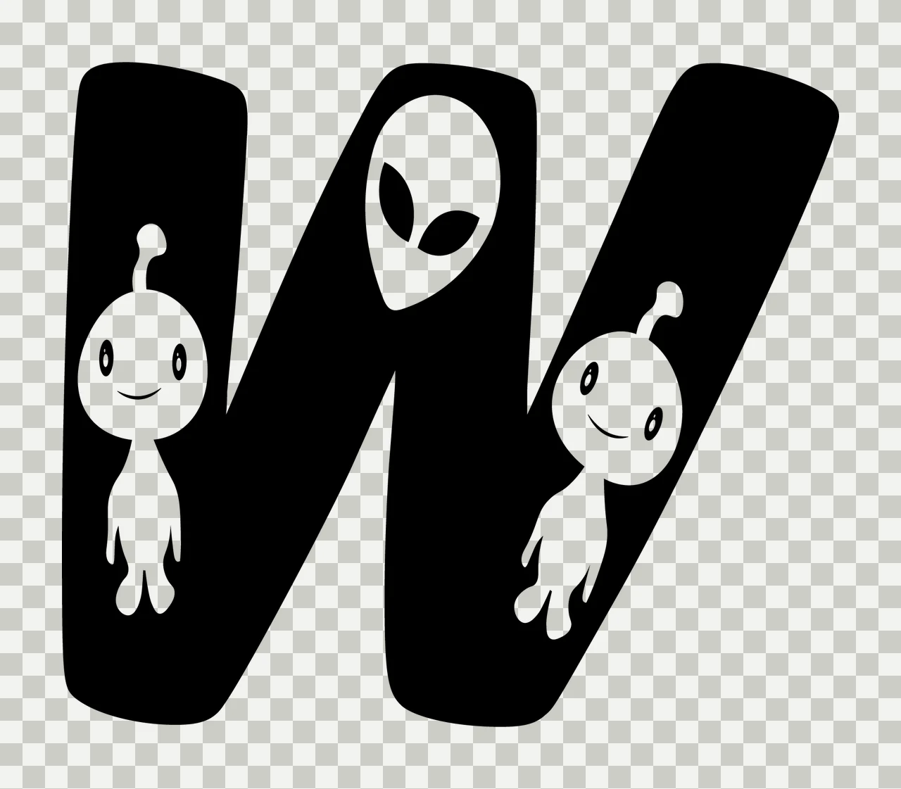 Letter With Aliens And Head In Black transparency and detail preview thumbnail