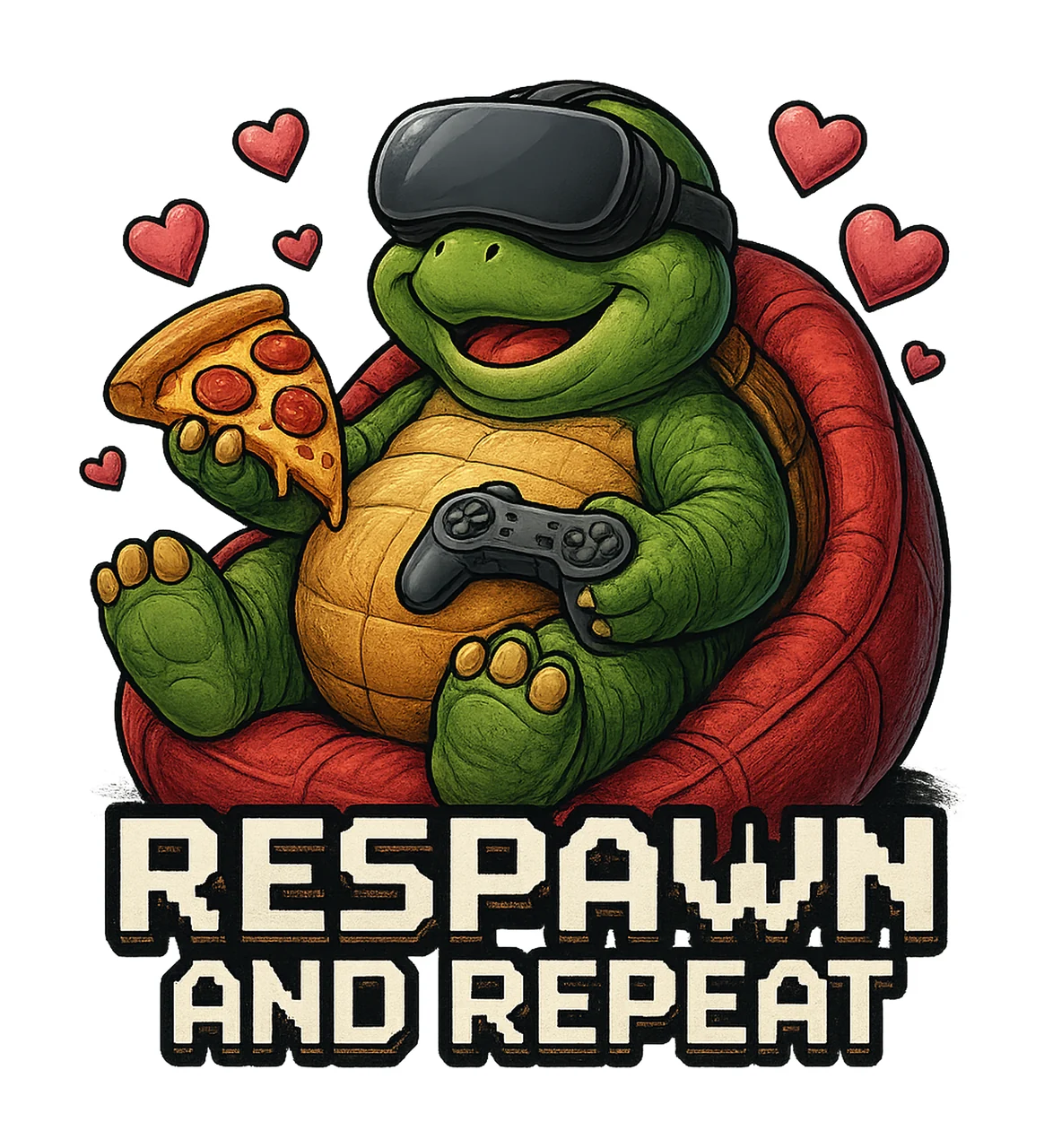 Funny Gamer Dinosaur VR Dino Pizza Respawn Design Gaming
