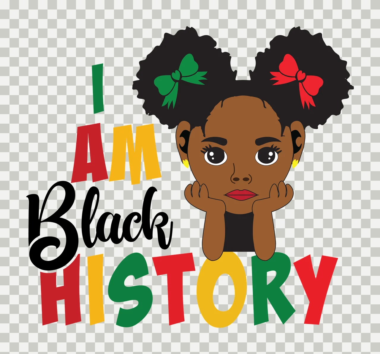 I Am A Black History Text Graphic silhouette curly hair and white transparency and detail preview thumbnail