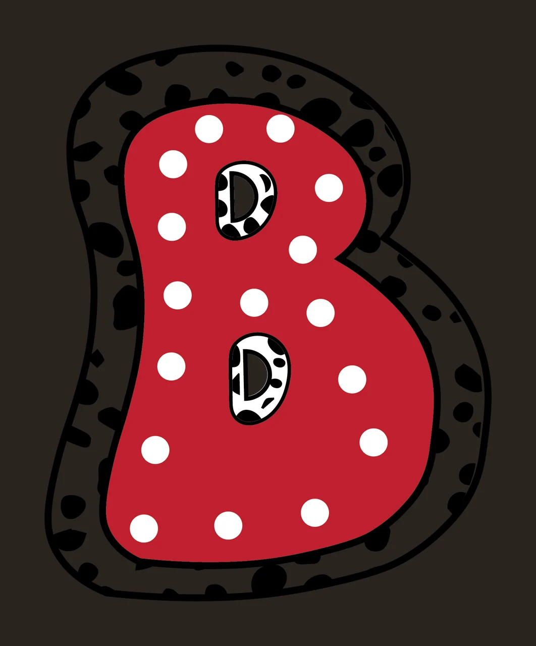 Dalmatian Dots Font Race Doodle Character 11 racing checkered flag contrast preview thumbnail