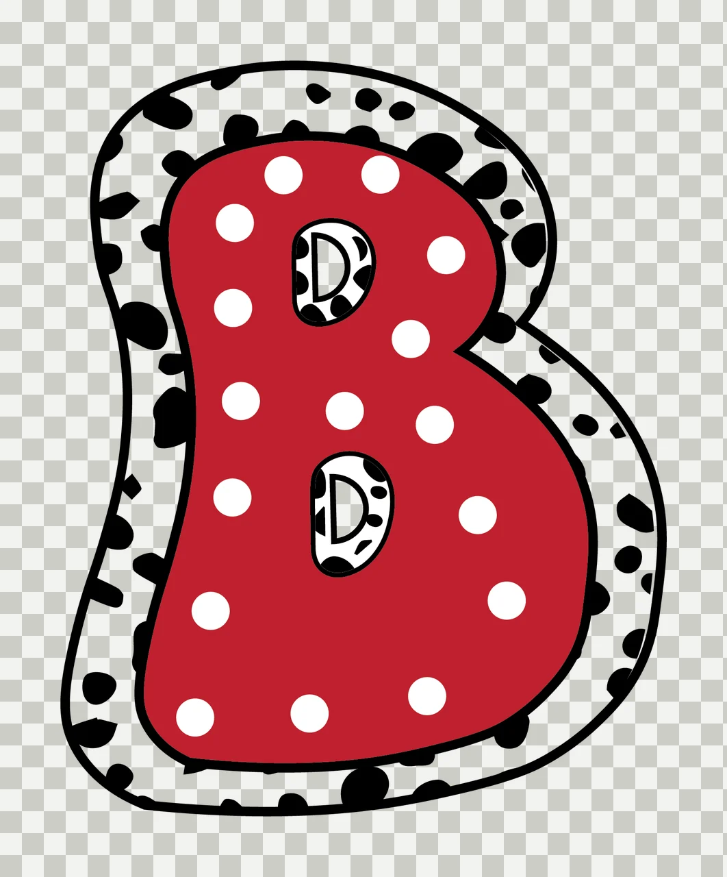 Dalmatian Dots Font Race Doodle Character 11 racing checkered flag transparency and detail preview thumbnail