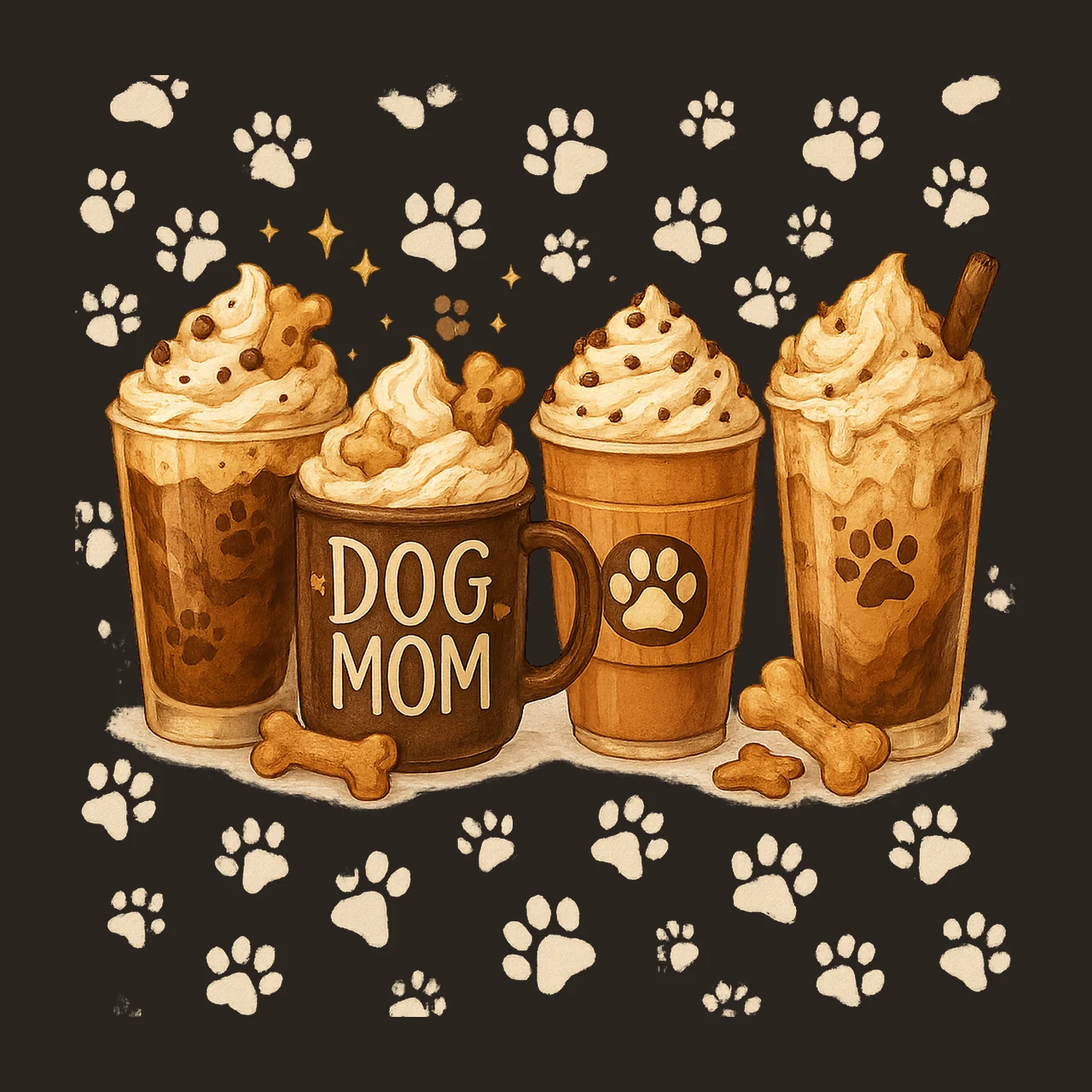 Dog Mom Latte Sublimation Design Hand Drawn Pet Mama Shirt contrast preview thumbnail