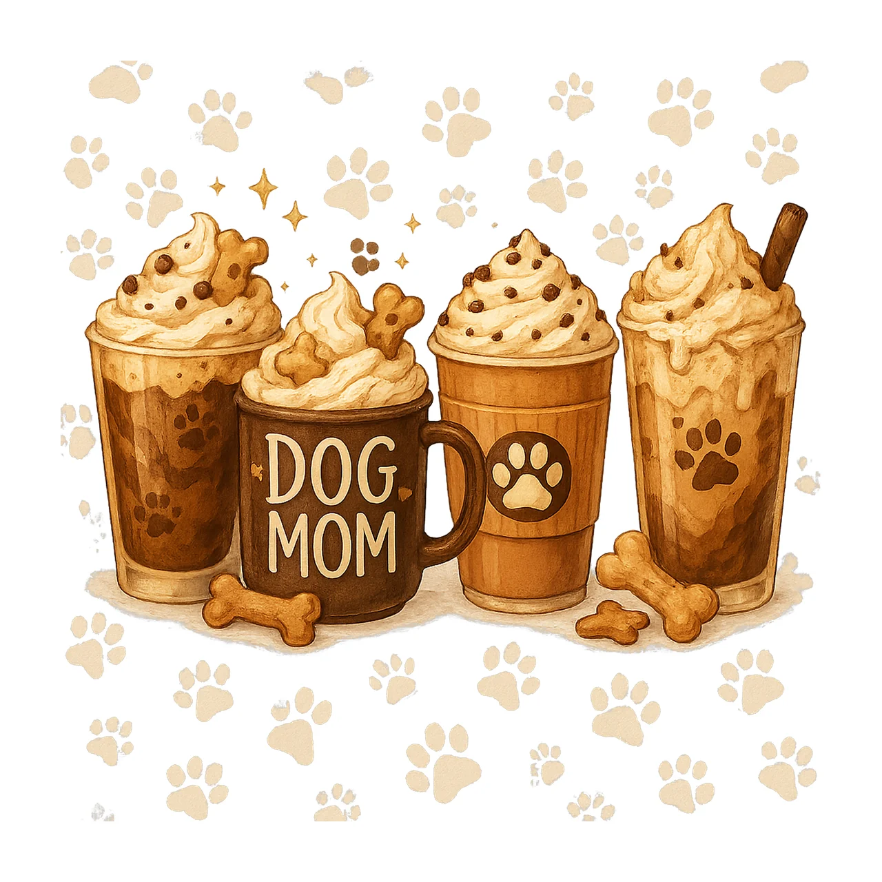 Dog Mom Latte Sublimation Design Hand Drawn Pet Mama Shirt