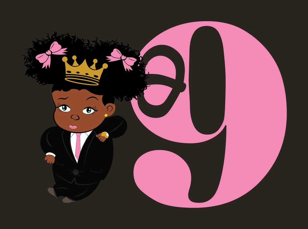 Black Child Silhouette Next To Number Nine standing hair white contrast preview thumbnail