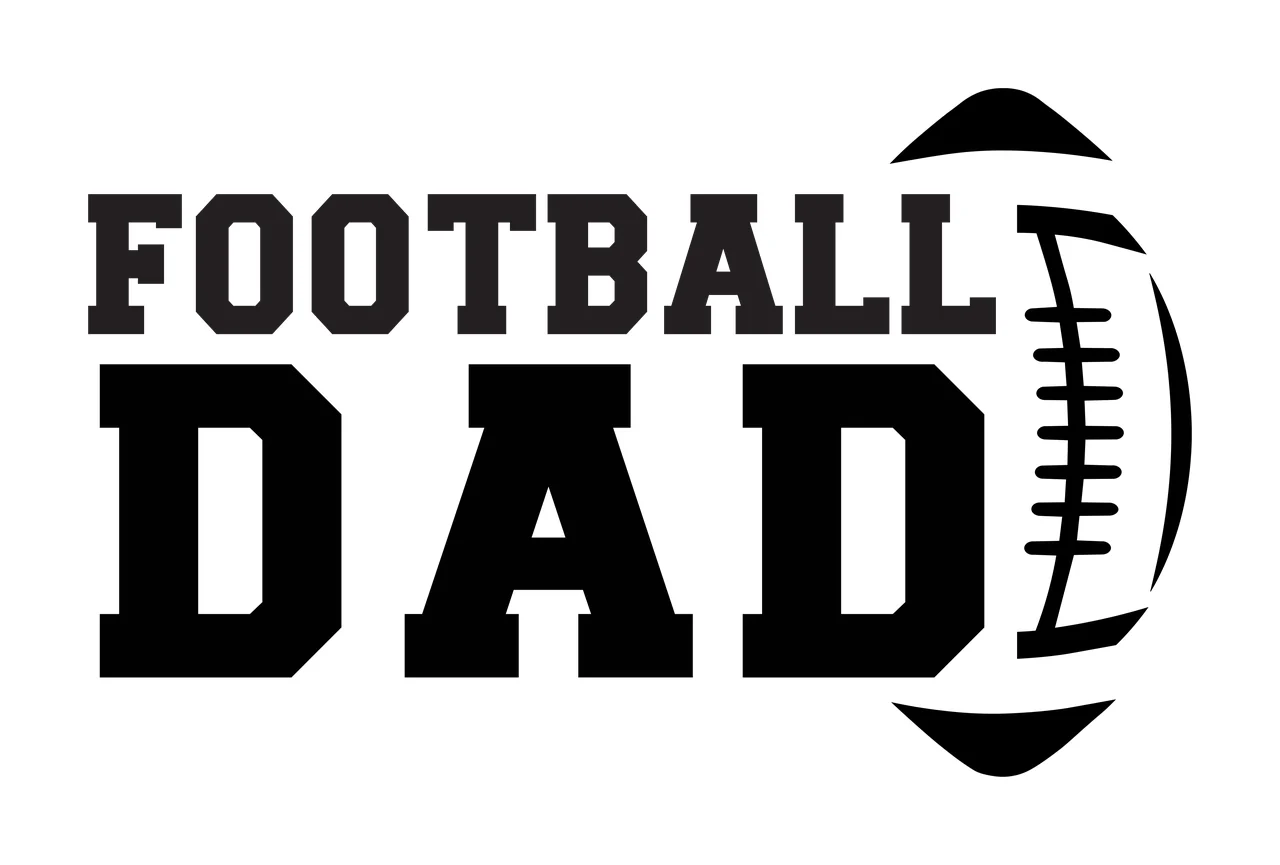 Football Dad Bold Text Graphic With Vertical Oval black white