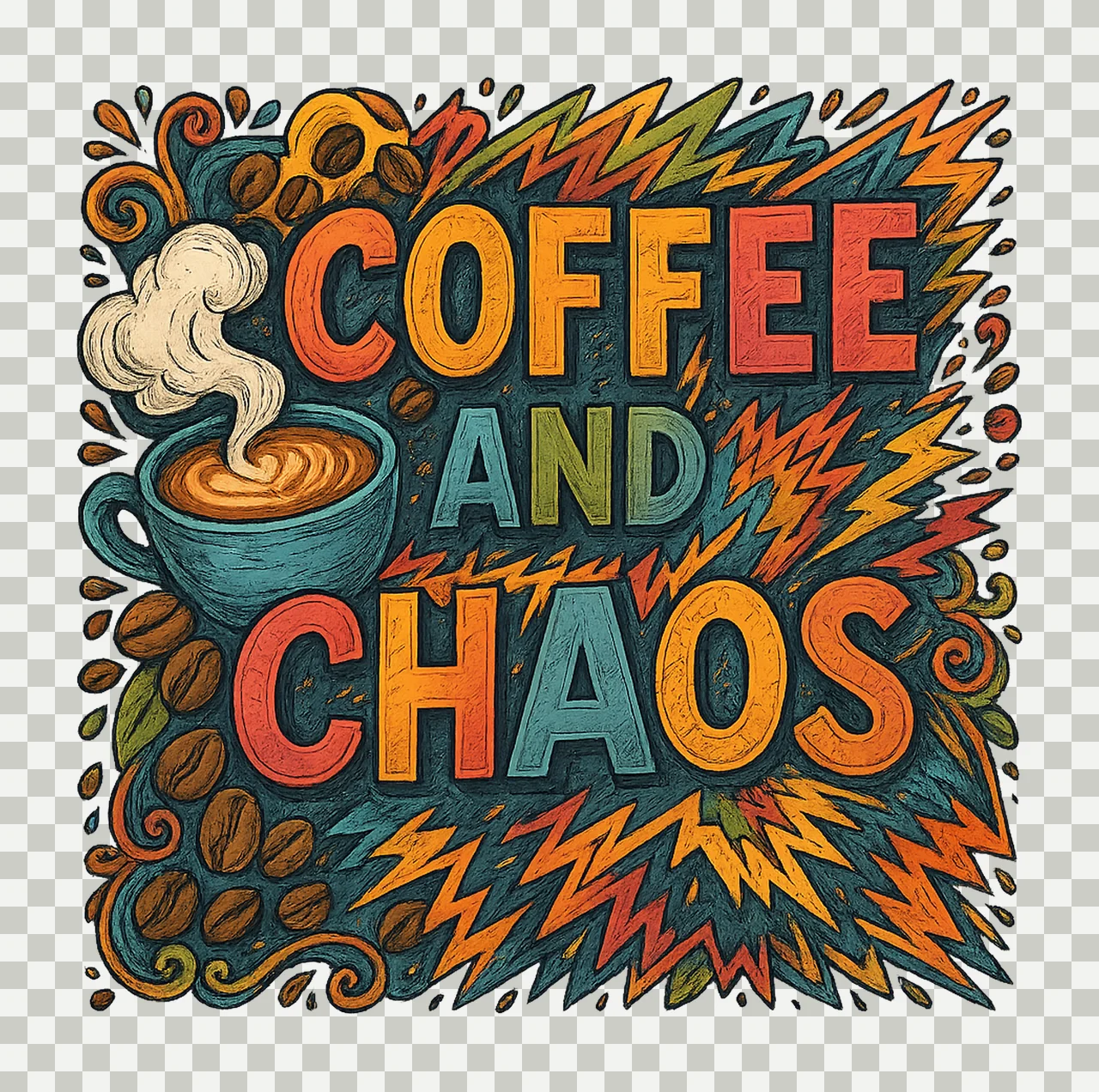 Coffee and chaos design coffee sublimation chaos coffee transparency and detail preview thumbnail